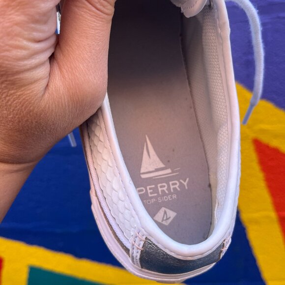 Sperry Womens Soletide 2 Sneakers Shoes Metallic Snake Leather US W 9 - Picture 7 of 8